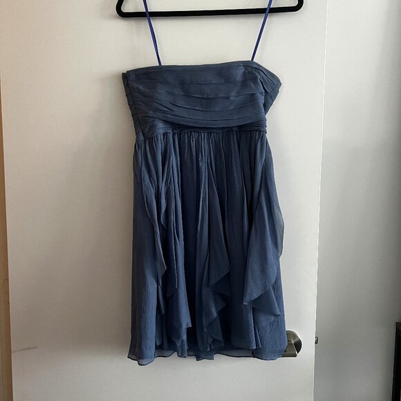 Vintage J Crew Strapless Silk Chiffon Dress Size 4 - Picture 3 of 9